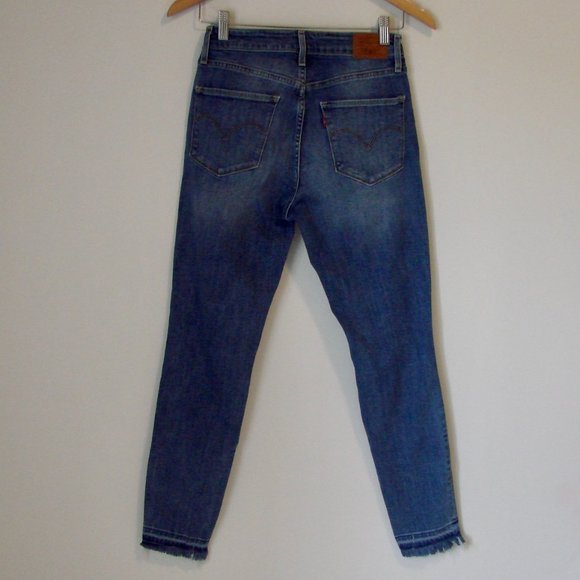 Levi's Highrise Skinny Distressed Jeans 721 Big E High Rise Raw Hem Stretch 27 - Picture 11 of 16